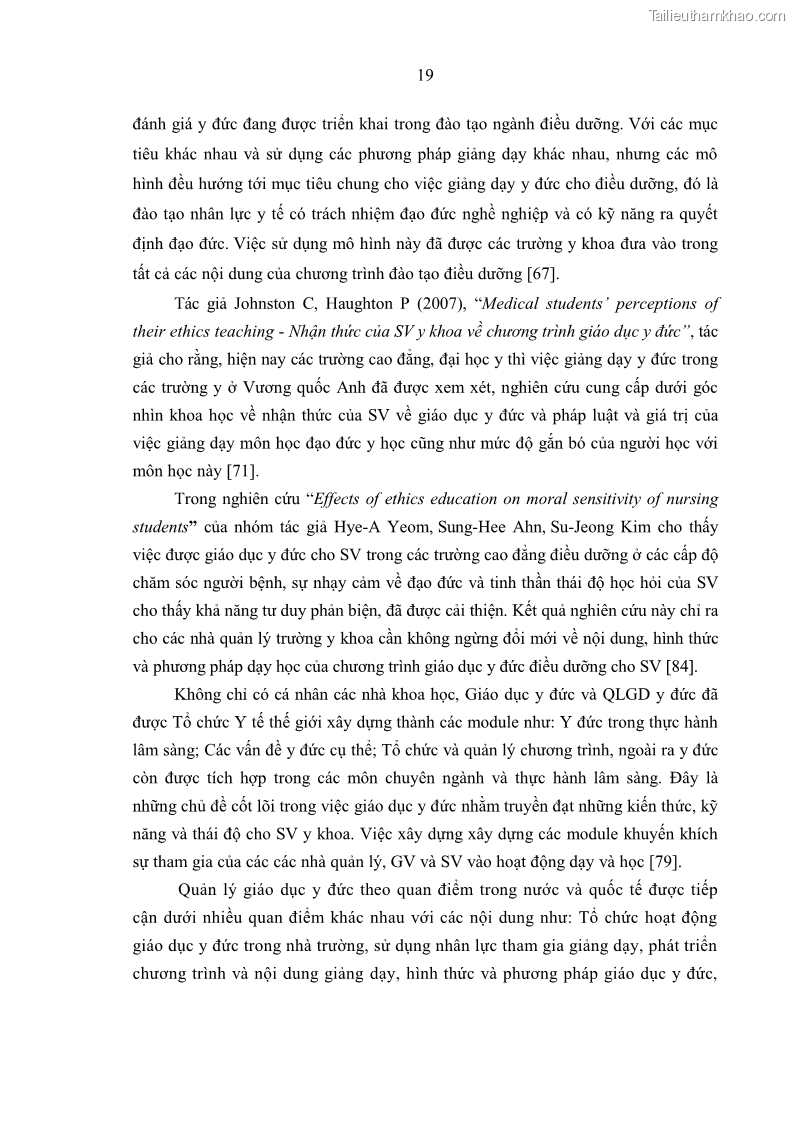 Luận án tiến sĩ quản lý giáo dục Quản lý giáo dục y đức cho sinh viên ngành điều dưỡng trong các trường cao đẳng y tế - 3 Trang 31