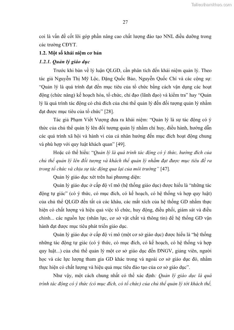 Luận án tiến sĩ quản lý giáo dục Quản lý giáo dục y đức cho sinh viên ngành điều dưỡng trong các trường cao đẳng y tế - 4 Trang 39