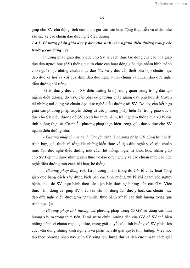 Luận án tiến sĩ quản lý giáo dục Quản lý giáo dục y đức cho sinh viên ngành điều dưỡng trong các trường cao đẳng y tế - 5 Trang 58