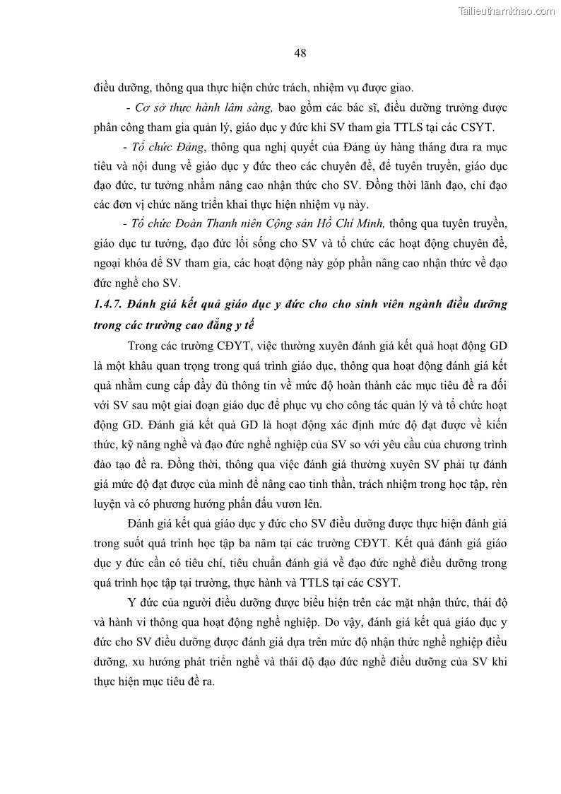 Luận án tiến sĩ quản lý giáo dục Quản lý giáo dục y đức cho sinh viên ngành điều dưỡng trong các trường cao đẳng y tế - 5 Trang 60