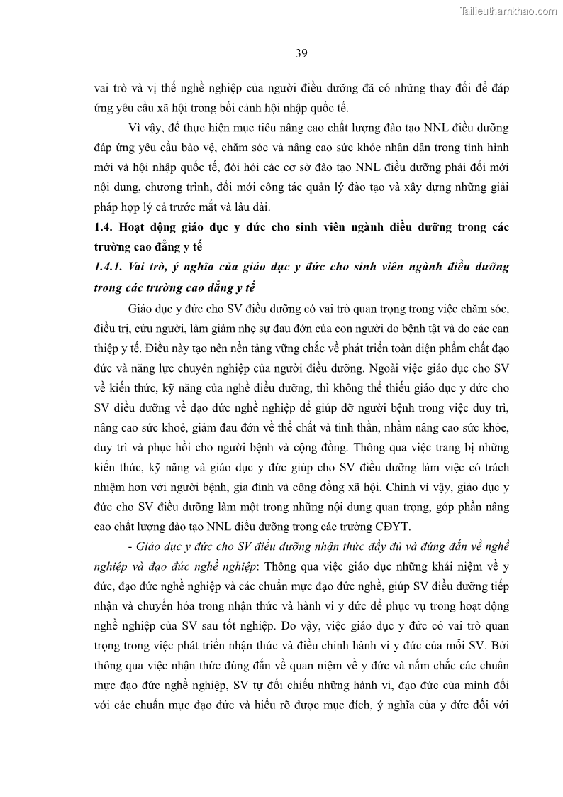 Luận án tiến sĩ quản lý giáo dục Quản lý giáo dục y đức cho sinh viên ngành điều dưỡng trong các trường cao đẳng y tế - 5 Trang 51