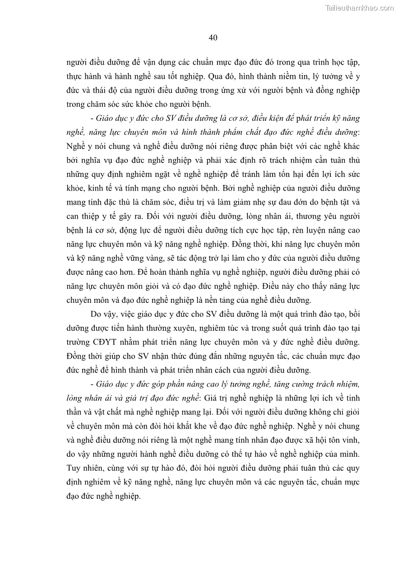 Luận án tiến sĩ quản lý giáo dục Quản lý giáo dục y đức cho sinh viên ngành điều dưỡng trong các trường cao đẳng y tế - 5 Trang 52