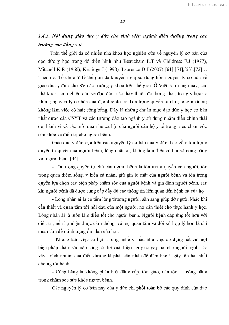 Luận án tiến sĩ quản lý giáo dục Quản lý giáo dục y đức cho sinh viên ngành điều dưỡng trong các trường cao đẳng y tế - 5 Trang 54