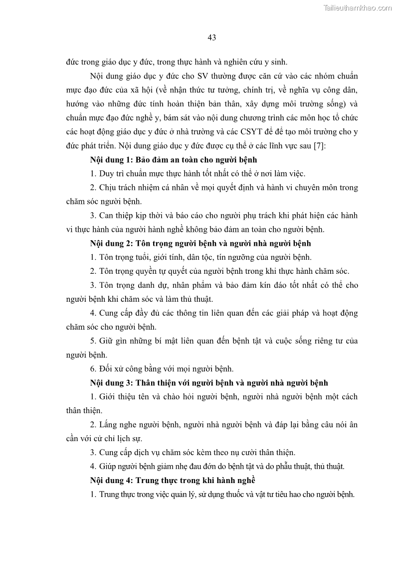 Luận án tiến sĩ quản lý giáo dục Quản lý giáo dục y đức cho sinh viên ngành điều dưỡng trong các trường cao đẳng y tế - 5 Trang 55
