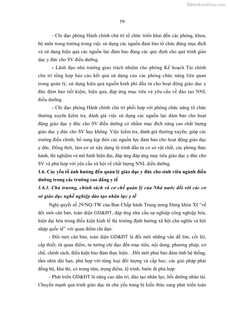 Luận án tiến sĩ quản lý giáo dục Quản lý giáo dục y đức cho sinh viên ngành điều dưỡng trong các trường cao đẳng y tế - 6 Trang 71