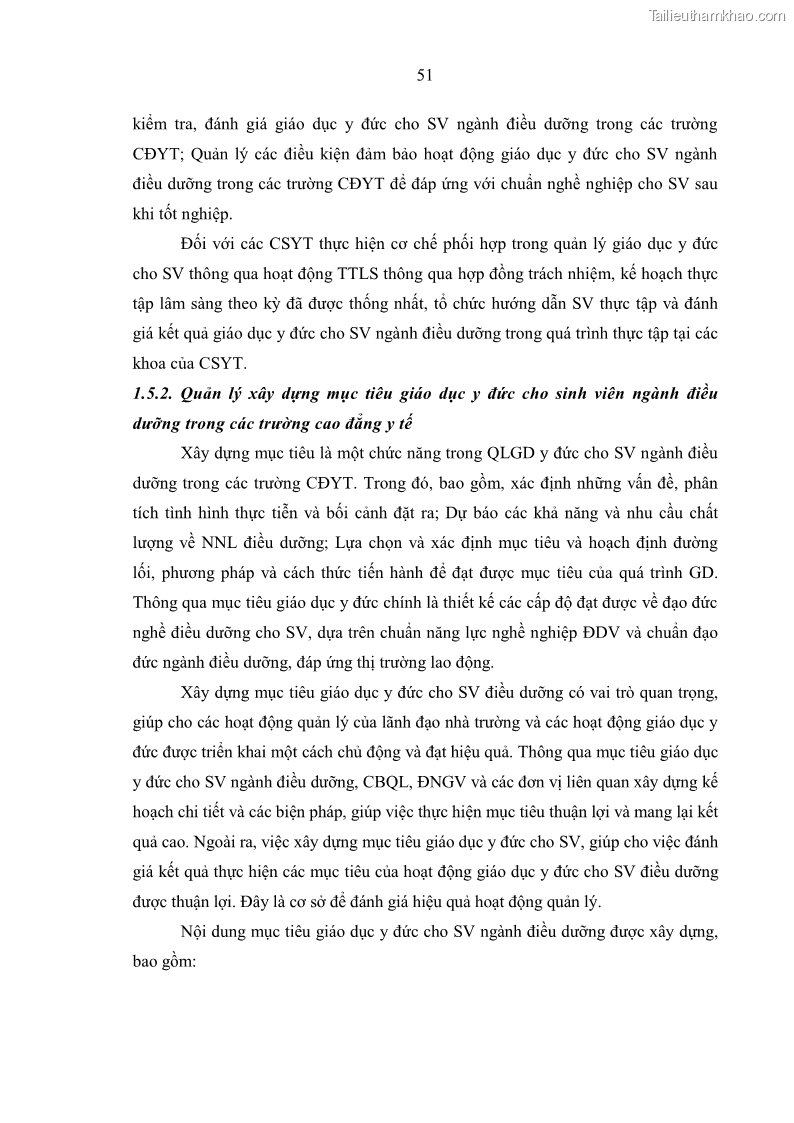 Luận án tiến sĩ quản lý giáo dục Quản lý giáo dục y đức cho sinh viên ngành điều dưỡng trong các trường cao đẳng y tế - 6 Trang 63