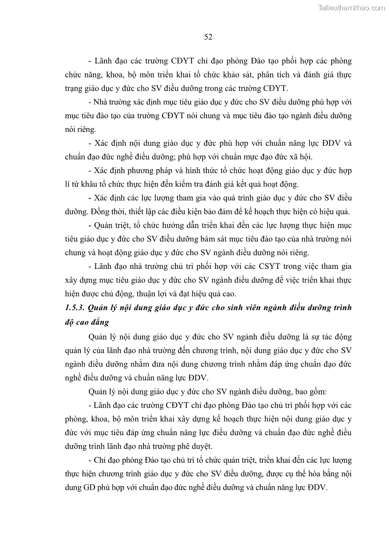 Luận án tiến sĩ quản lý giáo dục Quản lý giáo dục y đức cho sinh viên ngành điều dưỡng trong các trường cao đẳng y tế - 6 Trang 64