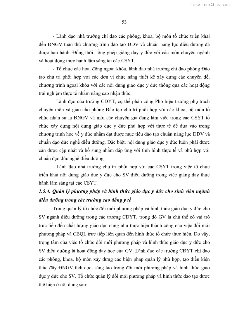 Luận án tiến sĩ quản lý giáo dục Quản lý giáo dục y đức cho sinh viên ngành điều dưỡng trong các trường cao đẳng y tế - 6 Trang 65