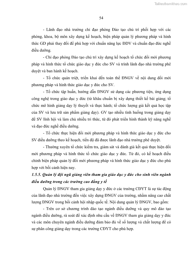 Luận án tiến sĩ quản lý giáo dục Quản lý giáo dục y đức cho sinh viên ngành điều dưỡng trong các trường cao đẳng y tế - 6 Trang 66