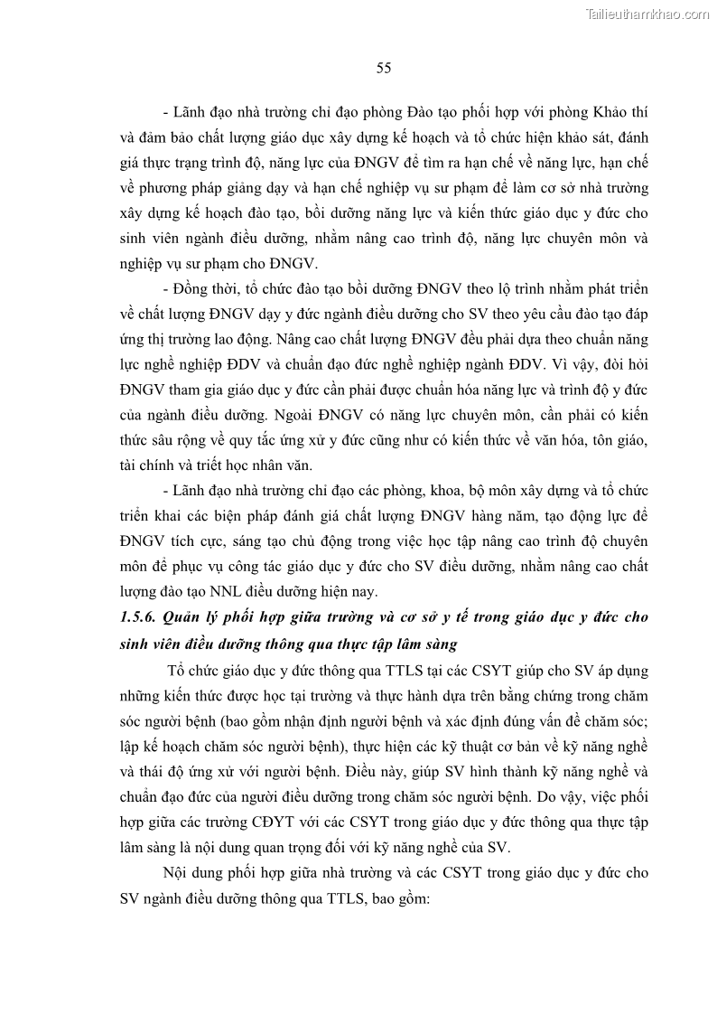Luận án tiến sĩ quản lý giáo dục Quản lý giáo dục y đức cho sinh viên ngành điều dưỡng trong các trường cao đẳng y tế - 6 Trang 67