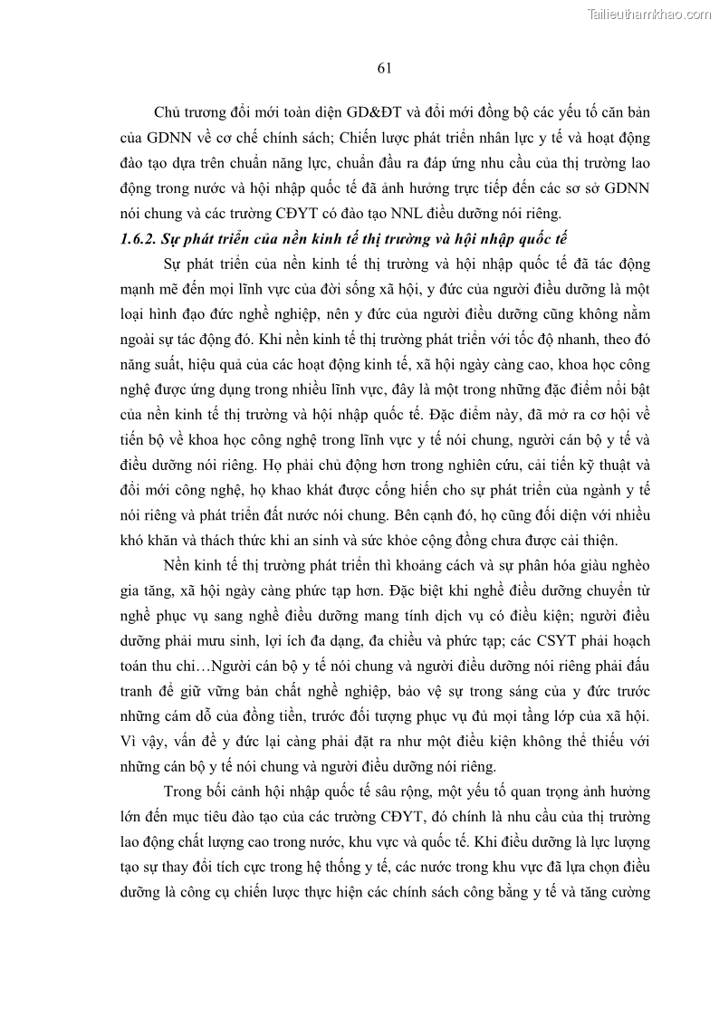 Luận án tiến sĩ quản lý giáo dục Quản lý giáo dục y đức cho sinh viên ngành điều dưỡng trong các trường cao đẳng y tế - 7 Trang 73