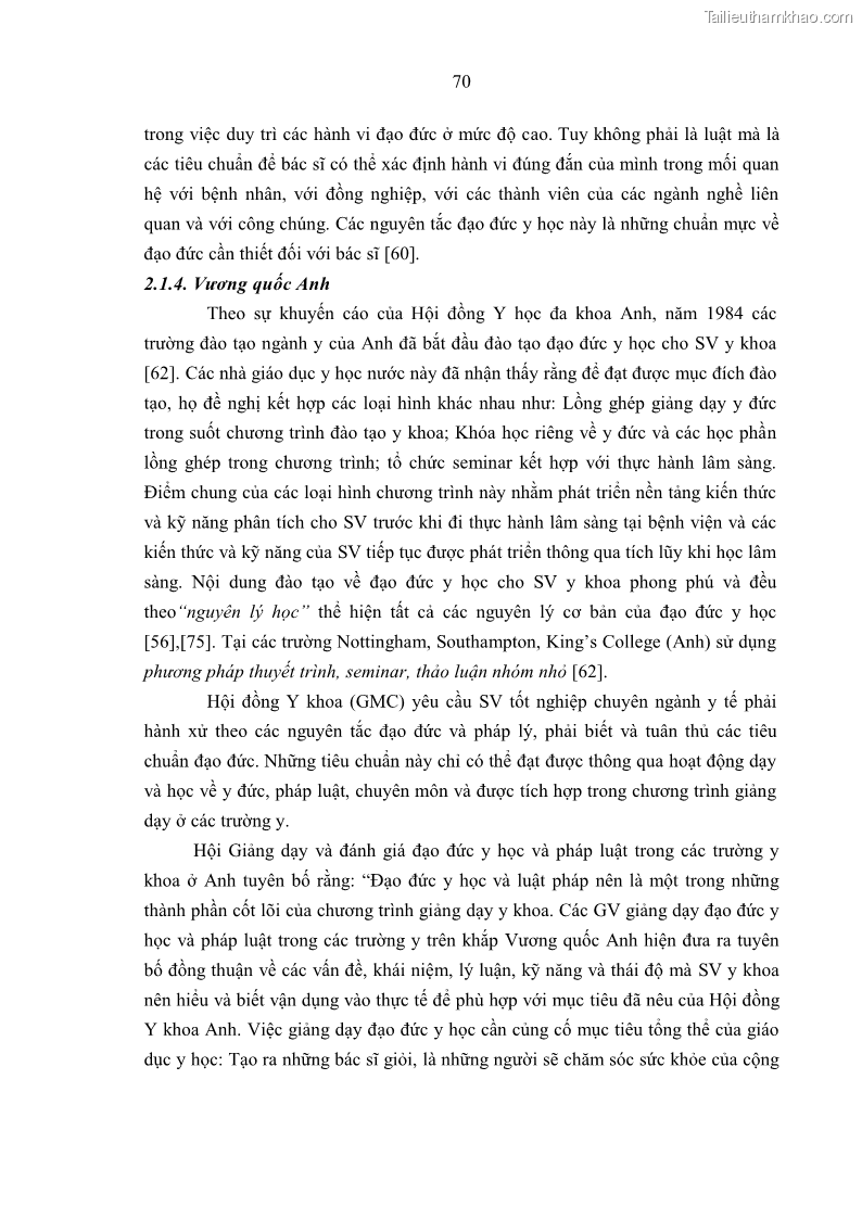 Luận án tiến sĩ quản lý giáo dục Quản lý giáo dục y đức cho sinh viên ngành điều dưỡng trong các trường cao đẳng y tế - 7 Trang 82