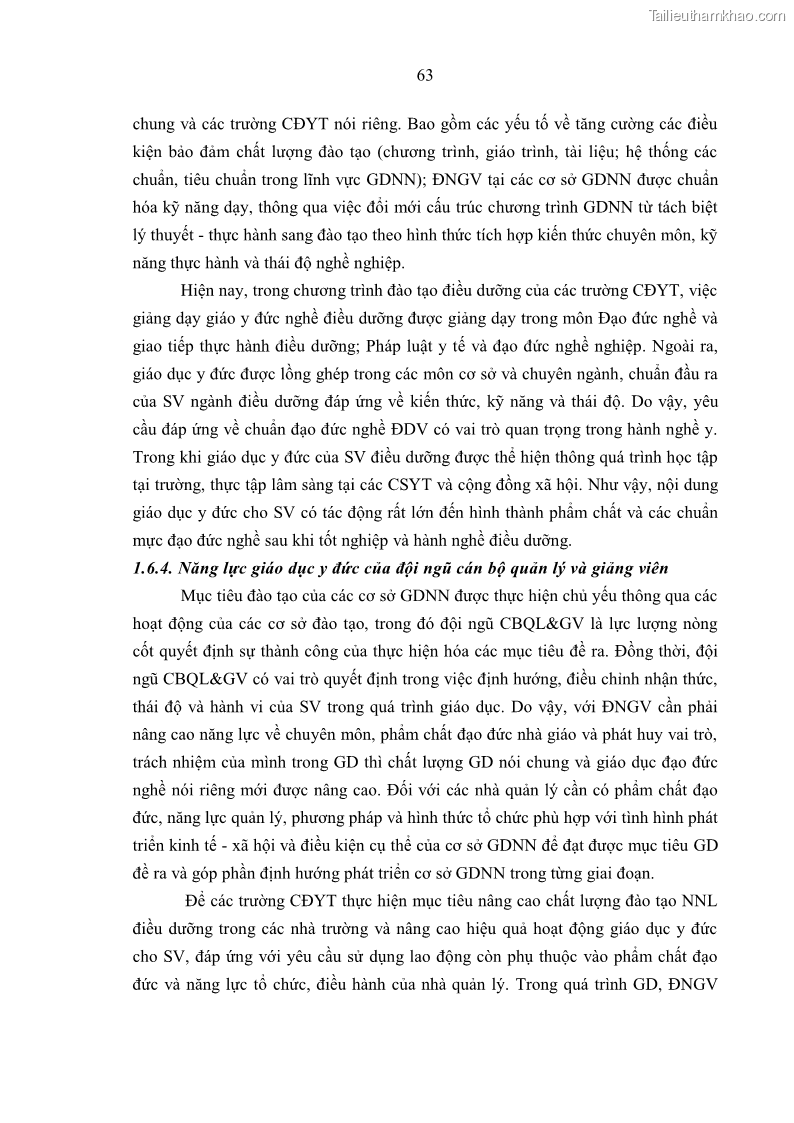 Luận án tiến sĩ quản lý giáo dục Quản lý giáo dục y đức cho sinh viên ngành điều dưỡng trong các trường cao đẳng y tế - 7 Trang 75