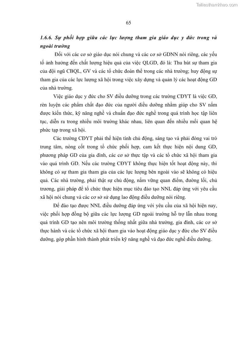 Luận án tiến sĩ quản lý giáo dục Quản lý giáo dục y đức cho sinh viên ngành điều dưỡng trong các trường cao đẳng y tế - 7 Trang 77