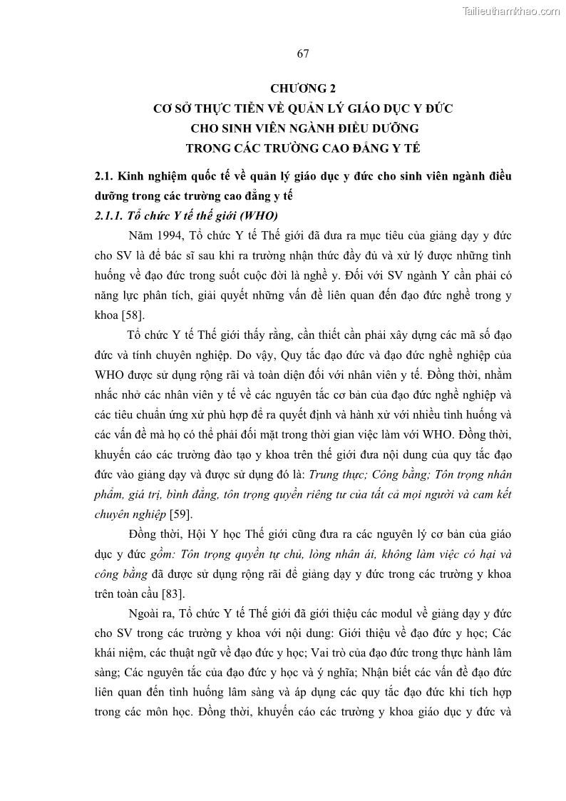 Luận án tiến sĩ quản lý giáo dục Quản lý giáo dục y đức cho sinh viên ngành điều dưỡng trong các trường cao đẳng y tế - 7 Trang 79
