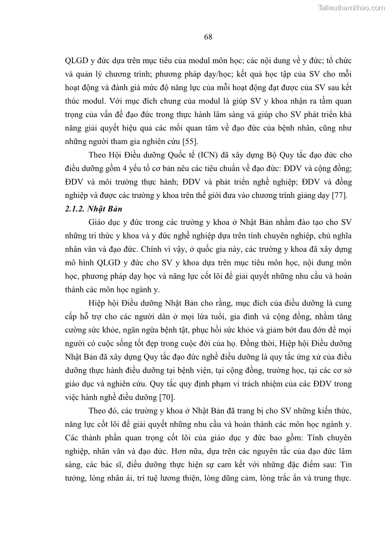 Luận án tiến sĩ quản lý giáo dục Quản lý giáo dục y đức cho sinh viên ngành điều dưỡng trong các trường cao đẳng y tế - 7 Trang 80