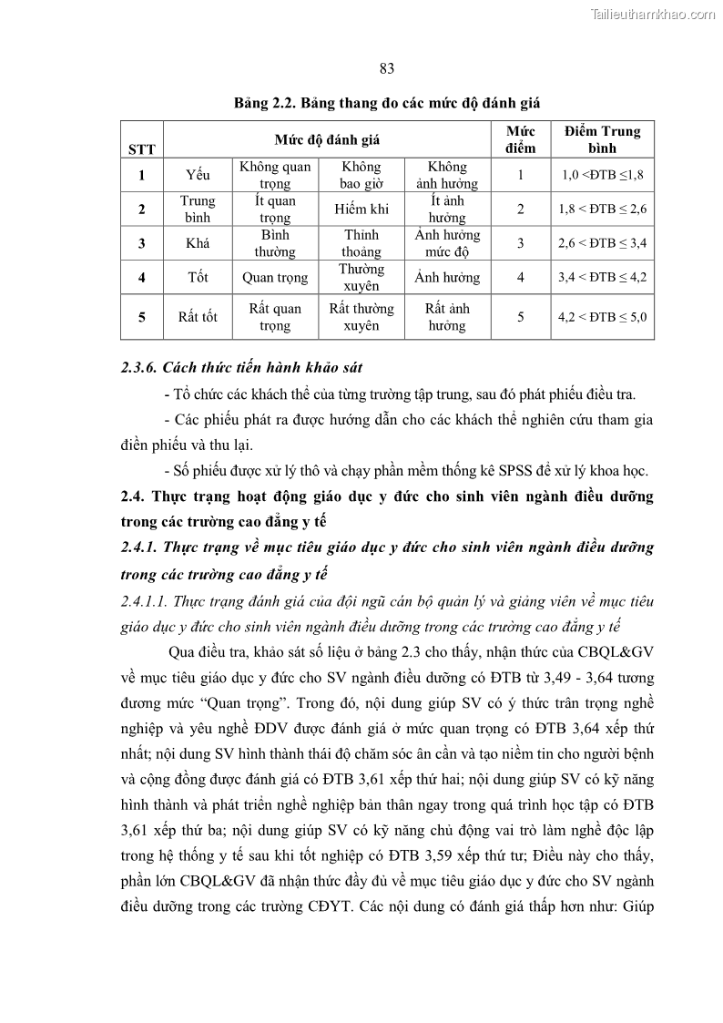 Luận án tiến sĩ quản lý giáo dục Quản lý giáo dục y đức cho sinh viên ngành điều dưỡng trong các trường cao đẳng y tế - 8 Trang 95