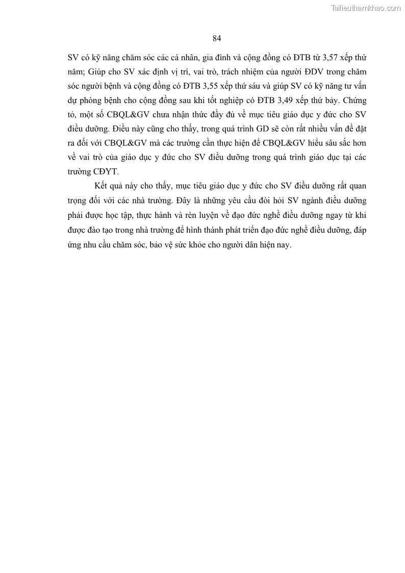 Luận án tiến sĩ quản lý giáo dục Quản lý giáo dục y đức cho sinh viên ngành điều dưỡng trong các trường cao đẳng y tế - 8 Trang 96