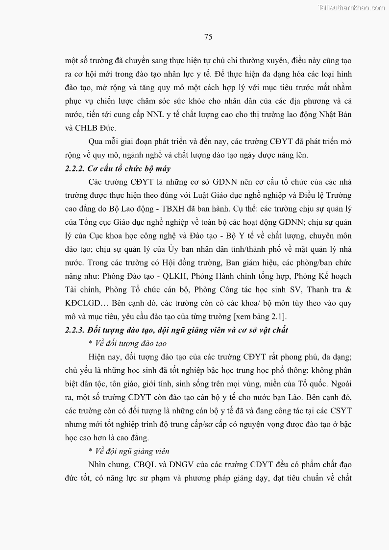 Luận án tiến sĩ quản lý giáo dục Quản lý giáo dục y đức cho sinh viên ngành điều dưỡng trong các trường cao đẳng y tế - 8 Trang 87