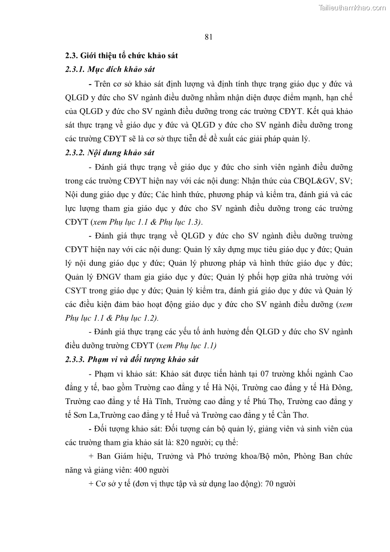 Luận án tiến sĩ quản lý giáo dục Quản lý giáo dục y đức cho sinh viên ngành điều dưỡng trong các trường cao đẳng y tế - 8 Trang 93