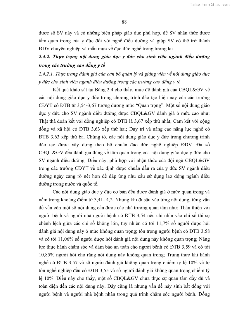 Luận án tiến sĩ quản lý giáo dục Quản lý giáo dục y đức cho sinh viên ngành điều dưỡng trong các trường cao đẳng y tế - 9 Trang 100