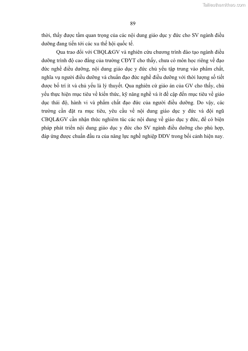 Luận án tiến sĩ quản lý giáo dục Quản lý giáo dục y đức cho sinh viên ngành điều dưỡng trong các trường cao đẳng y tế - 9 Trang 101