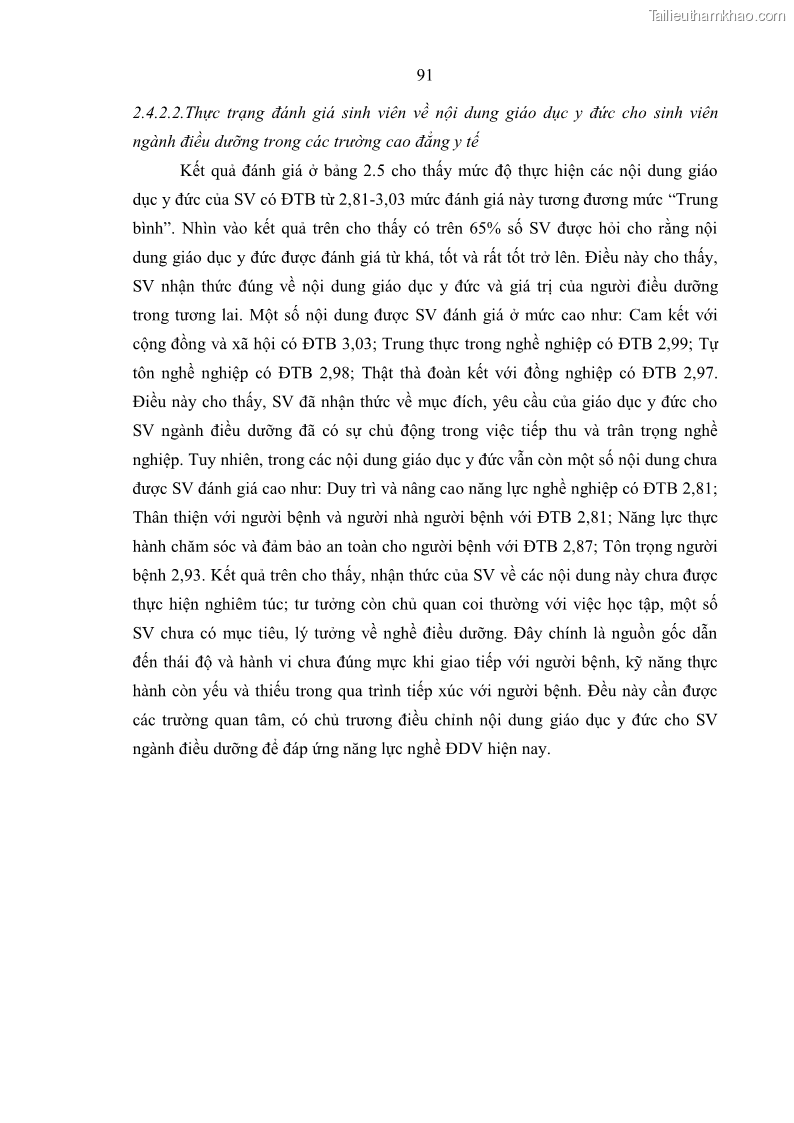 Luận án tiến sĩ quản lý giáo dục Quản lý giáo dục y đức cho sinh viên ngành điều dưỡng trong các trường cao đẳng y tế - 9 Trang 103