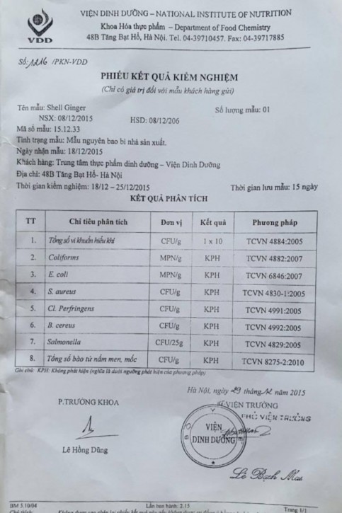 Tư Năm Sáu Bảy Chủ nhật Phụ lục 8 Kết quả kiểm nghiệm sản phẩm 1