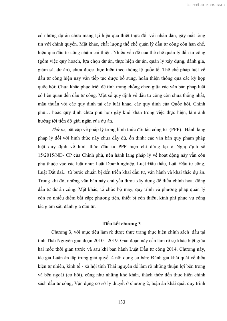 Luận án tiến sĩ chính sách công Chính sách đầu tư công từ thực tiễn tỉnh Thái Nguyên - 12 Trang 142