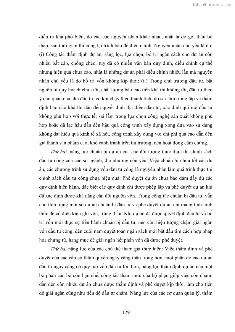Luận án tiến sĩ chính sách công Chính sách đầu tư công từ thực tiễn tỉnh Thái Nguyên - 12 Trang 138