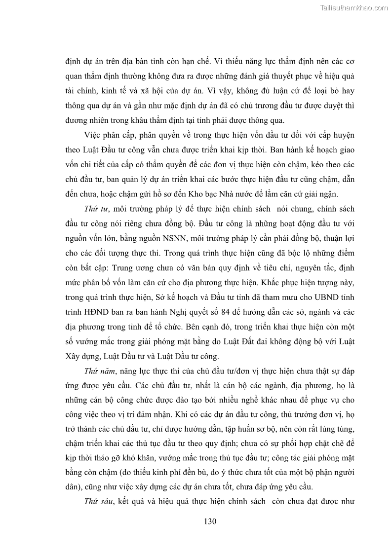 Luận án tiến sĩ chính sách công Chính sách đầu tư công từ thực tiễn tỉnh Thái Nguyên - 12 Trang 139