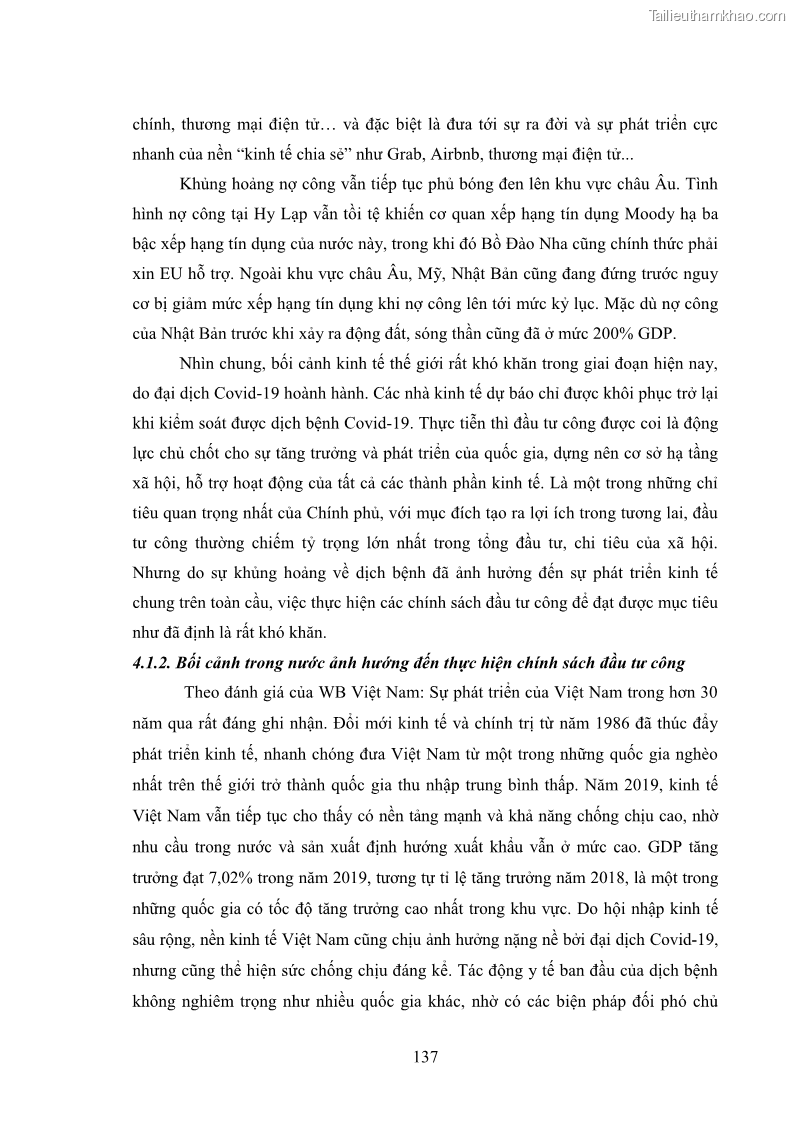 Luận án tiến sĩ chính sách công Chính sách đầu tư công từ thực tiễn tỉnh Thái Nguyên - 13 Trang 146