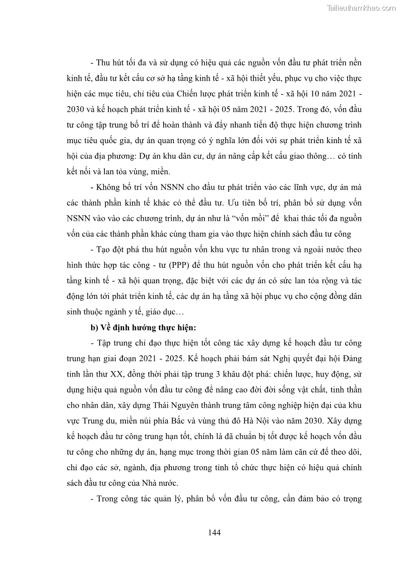 Luận án tiến sĩ chính sách công Chính sách đầu tư công từ thực tiễn tỉnh Thái Nguyên - 13 Trang 153