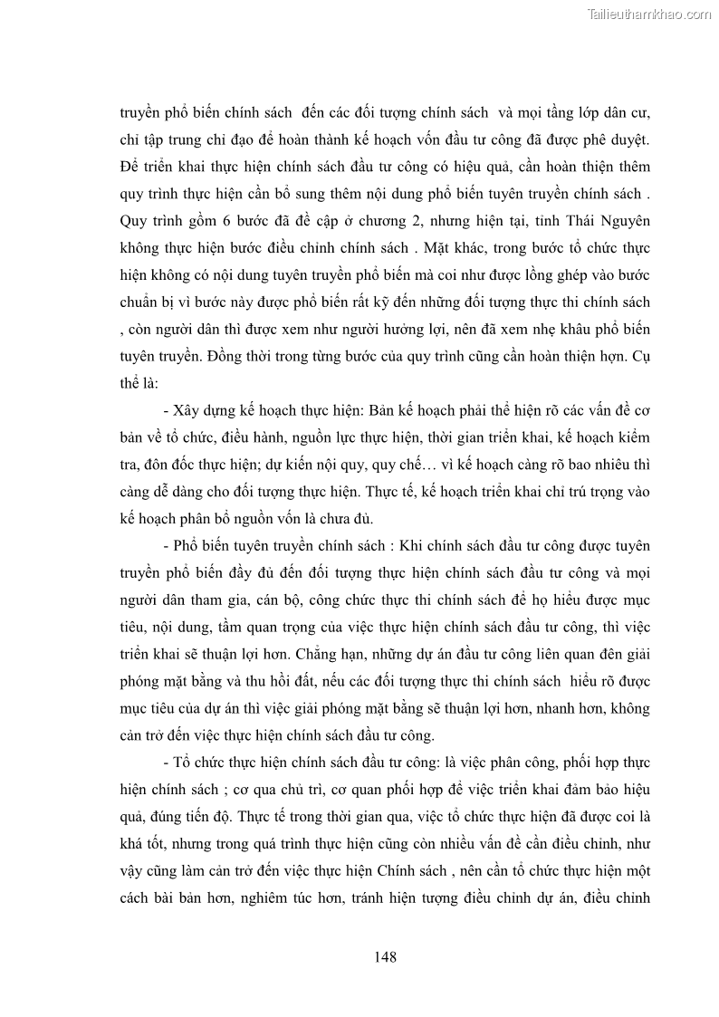 Luận án tiến sĩ chính sách công Chính sách đầu tư công từ thực tiễn tỉnh Thái Nguyên - 14 Trang 157