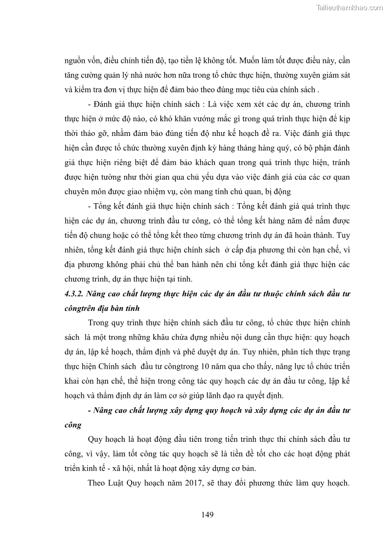 Luận án tiến sĩ chính sách công Chính sách đầu tư công từ thực tiễn tỉnh Thái Nguyên - 14 Trang 158