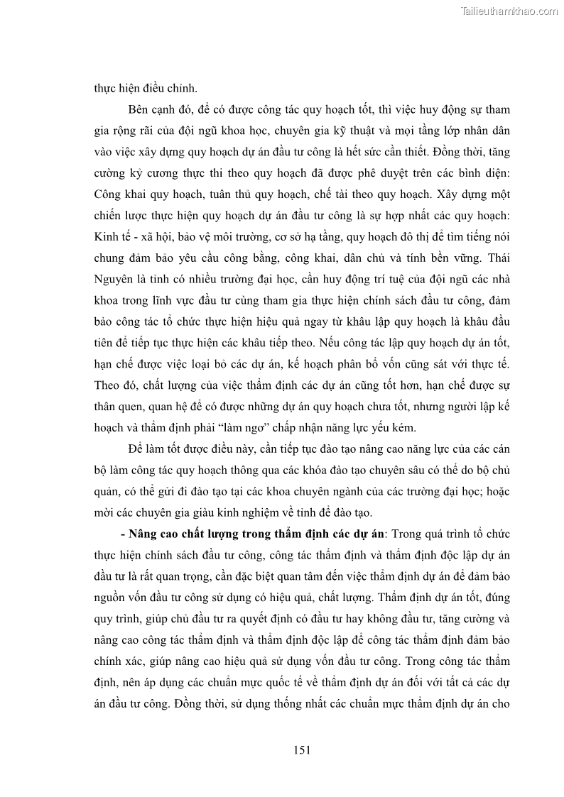Luận án tiến sĩ chính sách công Chính sách đầu tư công từ thực tiễn tỉnh Thái Nguyên - 14 Trang 160
