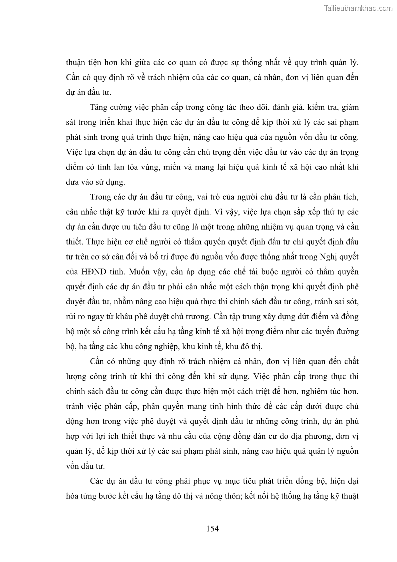Luận án tiến sĩ chính sách công Chính sách đầu tư công từ thực tiễn tỉnh Thái Nguyên - 14 Trang 163