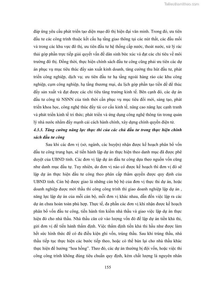 Luận án tiến sĩ chính sách công Chính sách đầu tư công từ thực tiễn tỉnh Thái Nguyên - 14 Trang 164