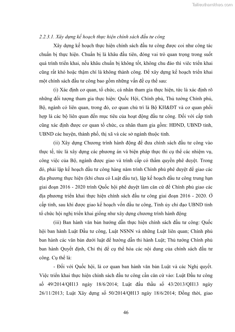 Luận án tiến sĩ chính sách công Chính sách đầu tư công từ thực tiễn tỉnh Thái Nguyên - 5 Trang 55
