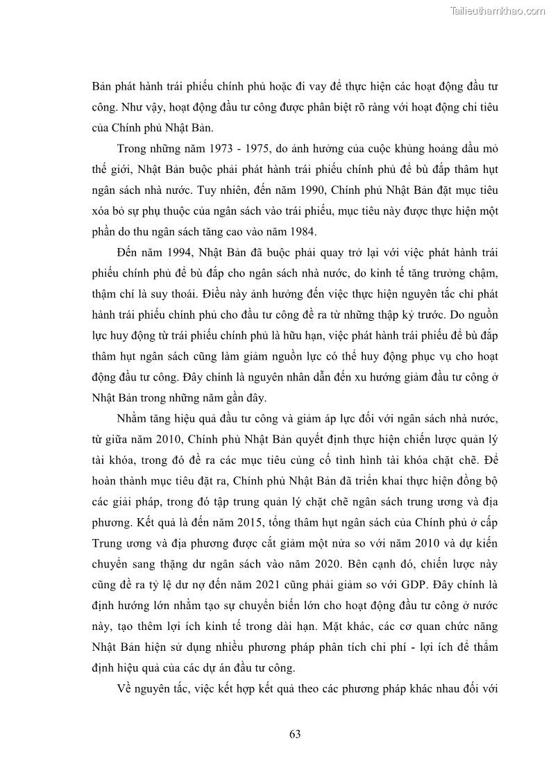 Luận án tiến sĩ chính sách công Chính sách đầu tư công từ thực tiễn tỉnh Thái Nguyên - 6 Trang 72