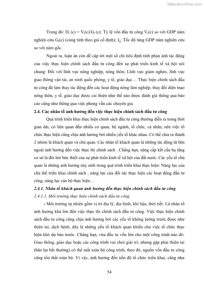 Luận án tiến sĩ chính sách công Chính sách đầu tư công từ thực tiễn tỉnh Thái Nguyên - 6 Trang 63