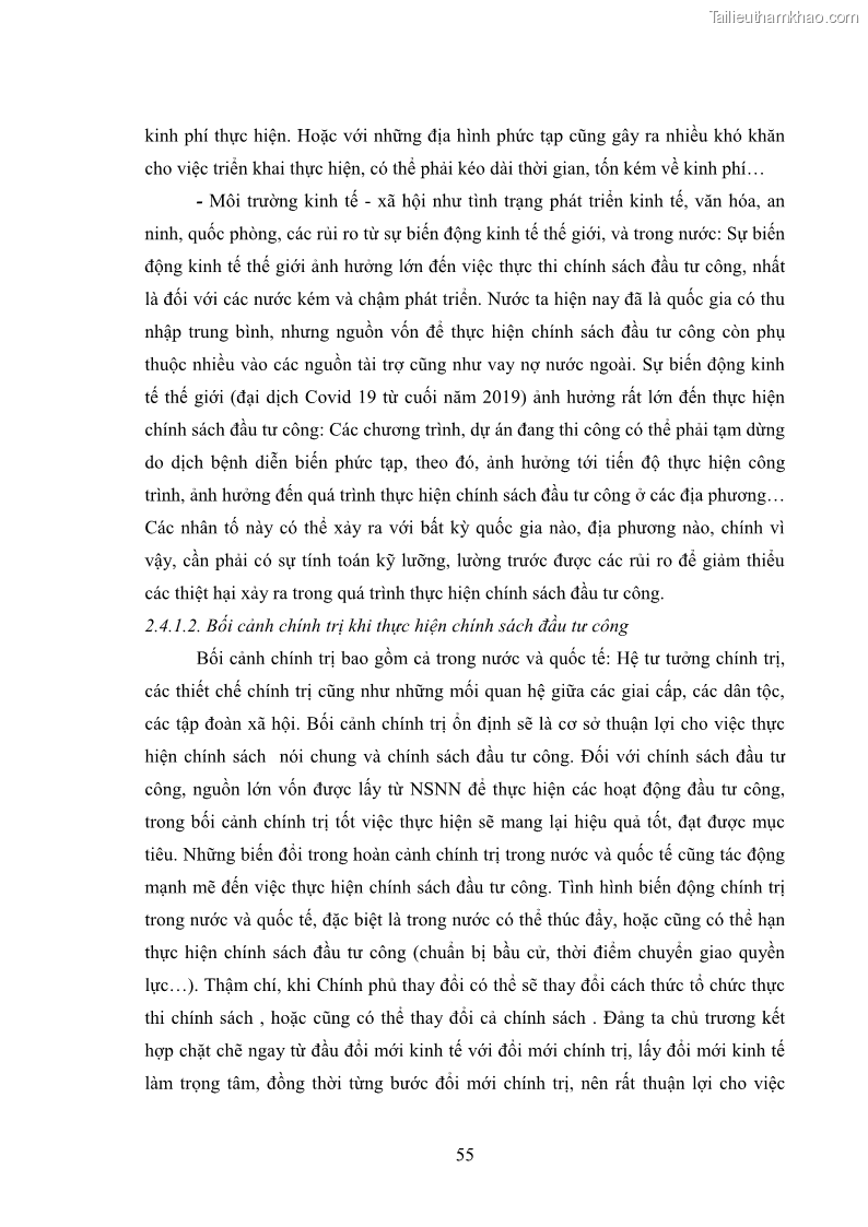 Luận án tiến sĩ chính sách công Chính sách đầu tư công từ thực tiễn tỉnh Thái Nguyên - 6 Trang 64