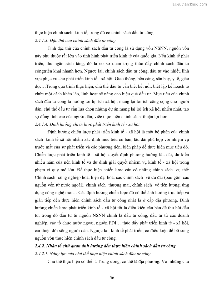 Luận án tiến sĩ chính sách công Chính sách đầu tư công từ thực tiễn tỉnh Thái Nguyên - 6 Trang 65