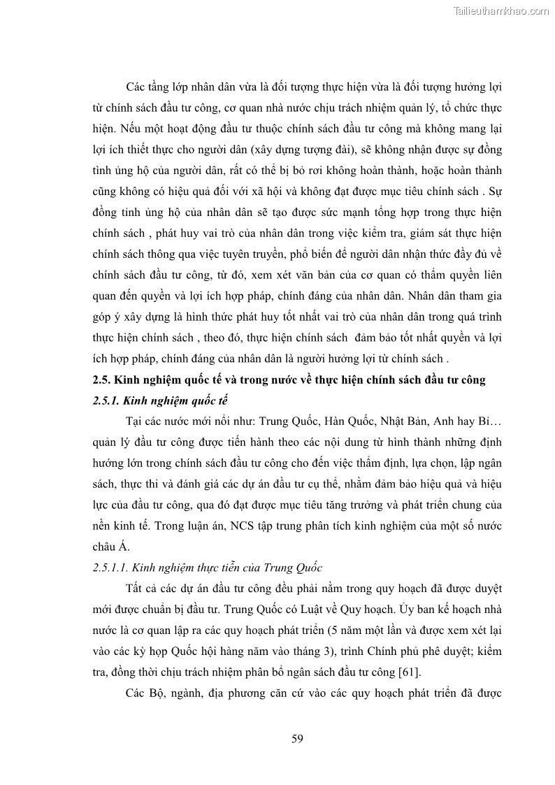 Luận án tiến sĩ chính sách công Chính sách đầu tư công từ thực tiễn tỉnh Thái Nguyên - 6 Trang 68