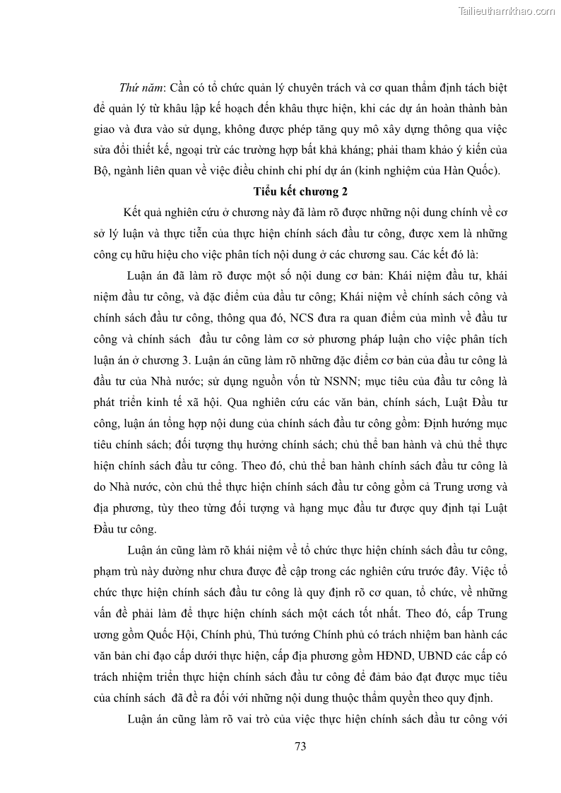 Luận án tiến sĩ chính sách công Chính sách đầu tư công từ thực tiễn tỉnh Thái Nguyên - 7 Trang 82