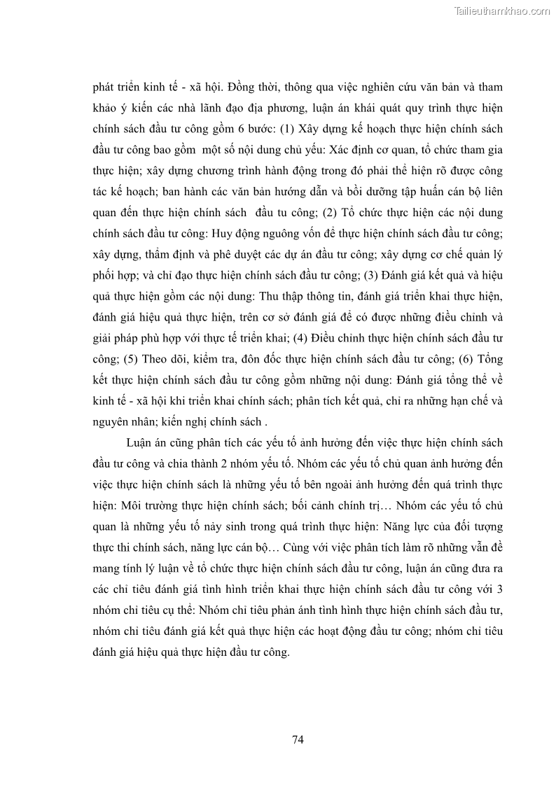 Luận án tiến sĩ chính sách công Chính sách đầu tư công từ thực tiễn tỉnh Thái Nguyên - 7 Trang 83