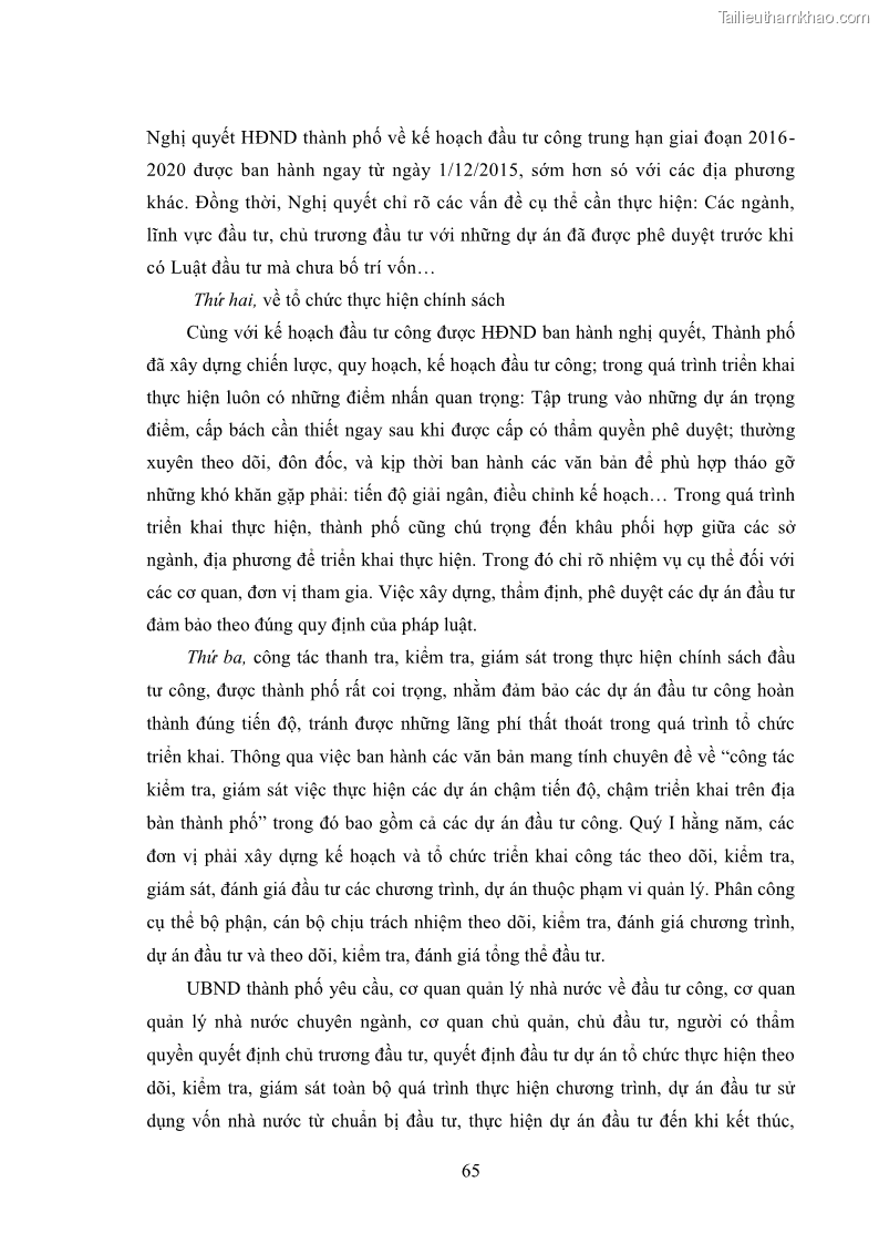 Luận án tiến sĩ chính sách công Chính sách đầu tư công từ thực tiễn tỉnh Thái Nguyên - 7 Trang 74