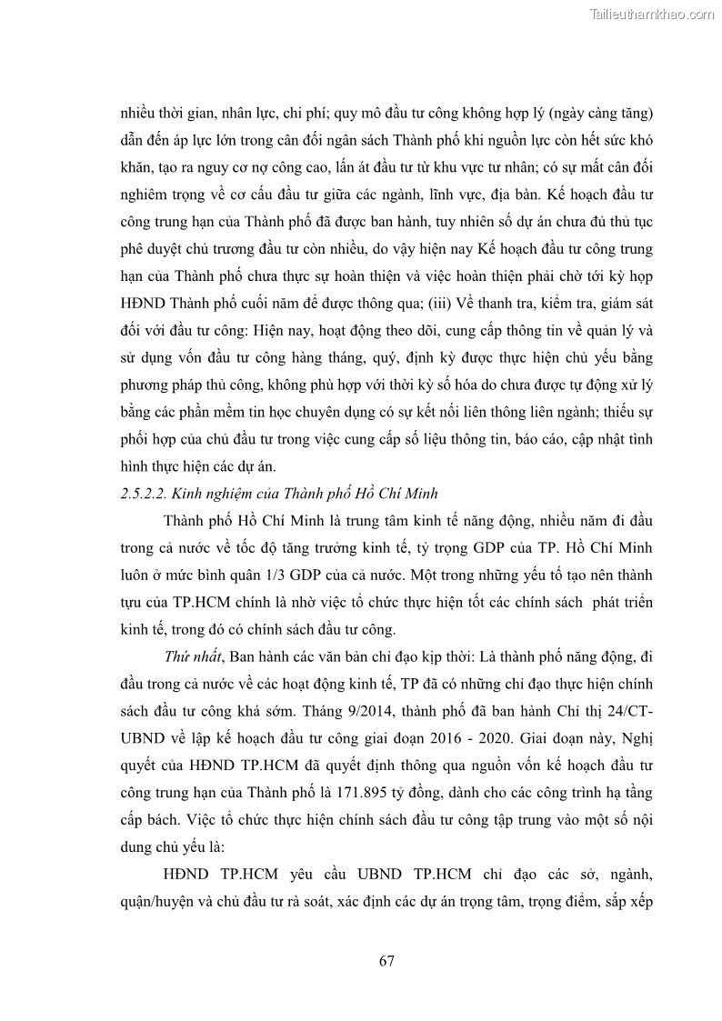 Luận án tiến sĩ chính sách công Chính sách đầu tư công từ thực tiễn tỉnh Thái Nguyên - 7 Trang 76