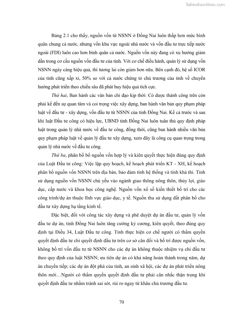 Luận án tiến sĩ chính sách công Chính sách đầu tư công từ thực tiễn tỉnh Thái Nguyên - 7 Trang 79