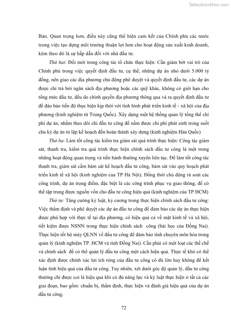 Luận án tiến sĩ chính sách công Chính sách đầu tư công từ thực tiễn tỉnh Thái Nguyên - 7 Trang 81